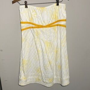 Free People strapless dress in Yellow and White